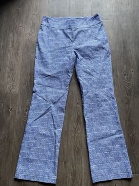 J. McLaughlin Blue Printed Boot-Cut Pull-On Trousers